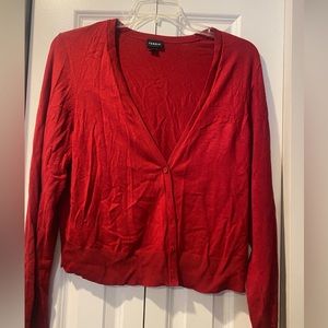 Torrid - deep red button down shorter cardigan